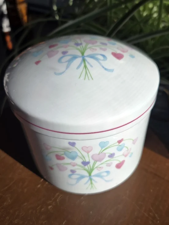 ​🎀 Vintage 1987 FTD Pastel Blue Bow Porcelain Canister 🎀 Coquette Preppy - Picture 3 of 11